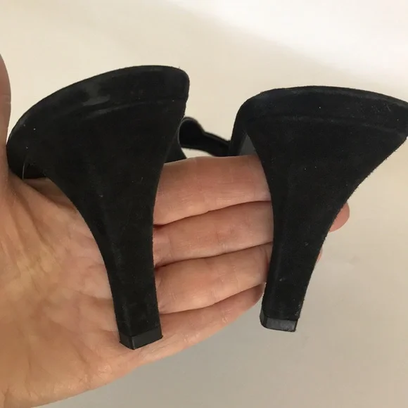 Black suede open toe heels - Picture 5 of 9